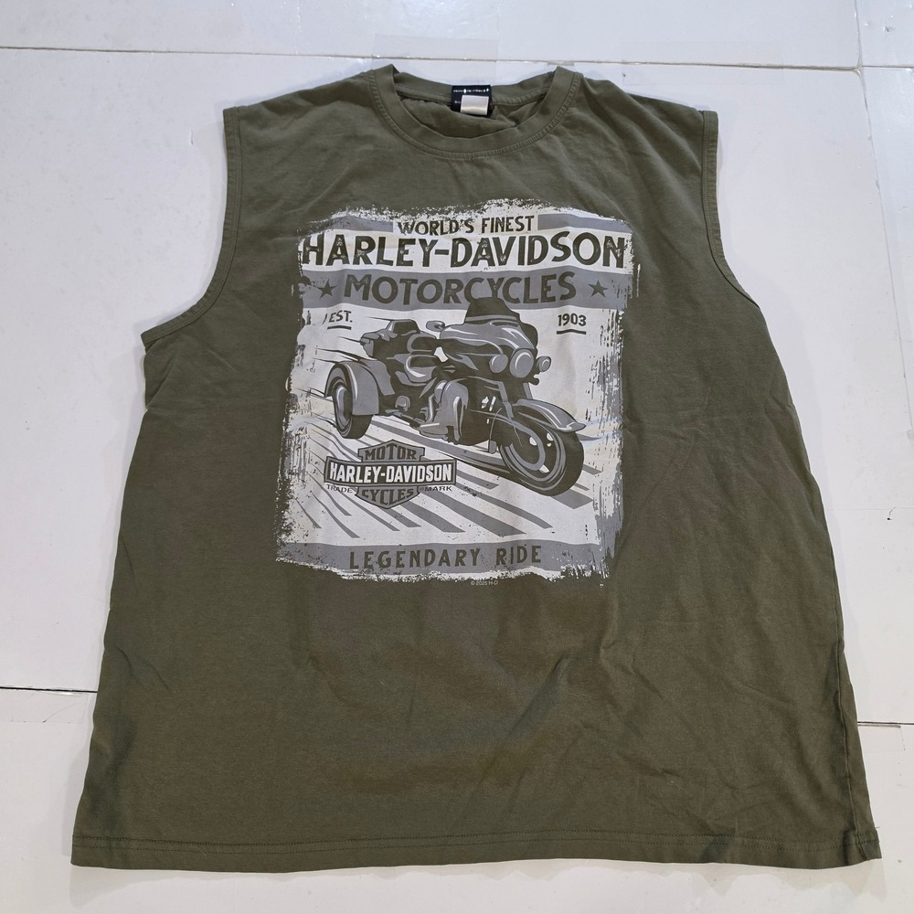Harley-Davidson Wrecking Crew Johnson City TN Graphic Muscle Tank Top XL Olive